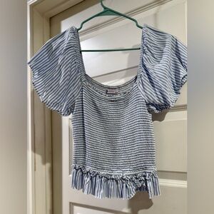 Francesca's Collections Blue and White Striped Blouse